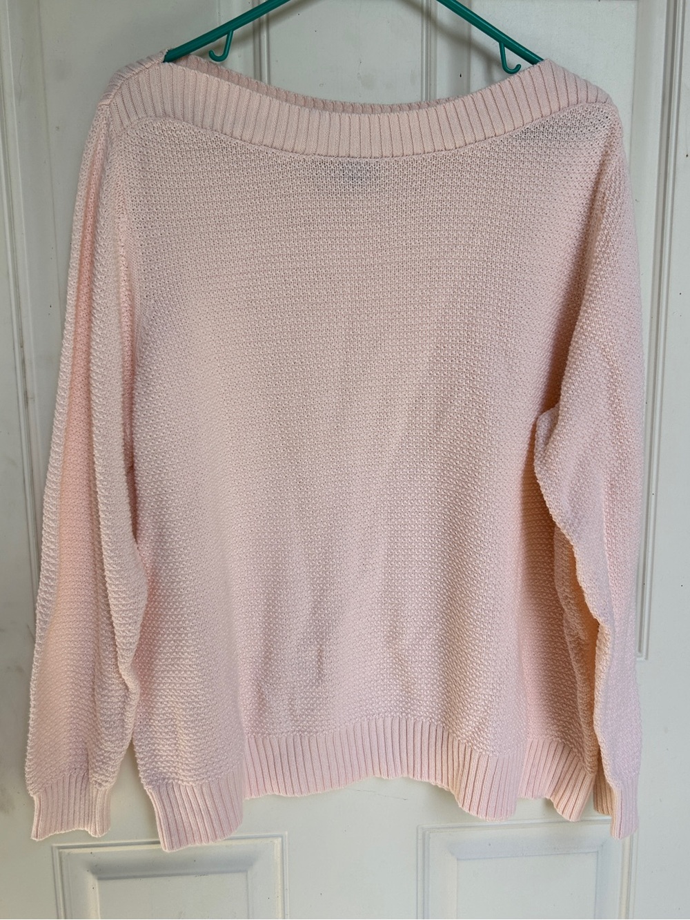 Lands' End Off-the-Shoulder Light Pink Knit Sweater